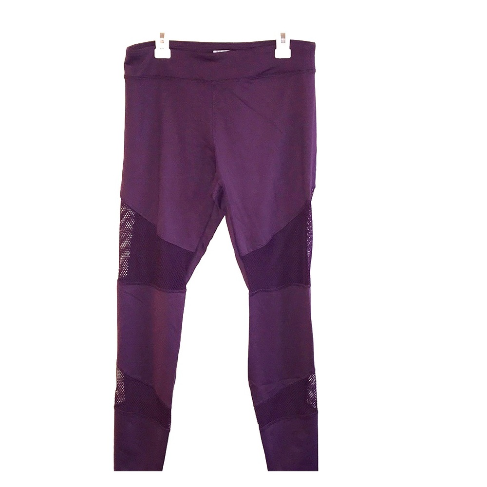 Purple 7/8 Length Mesh Panel Leggings